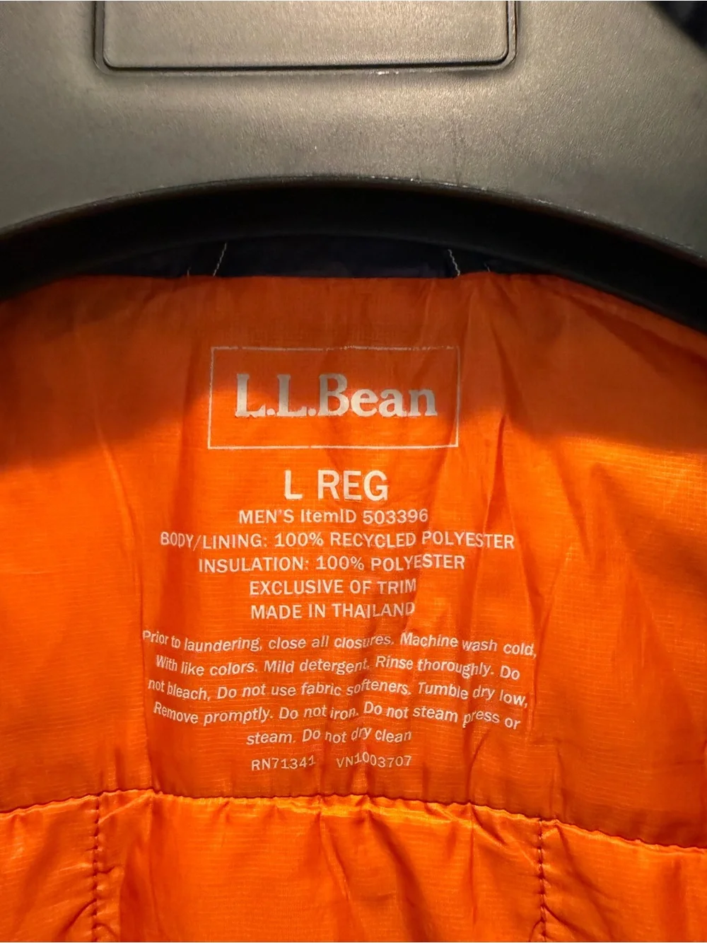 L.L. Bean Navy Vest with Orange Trim